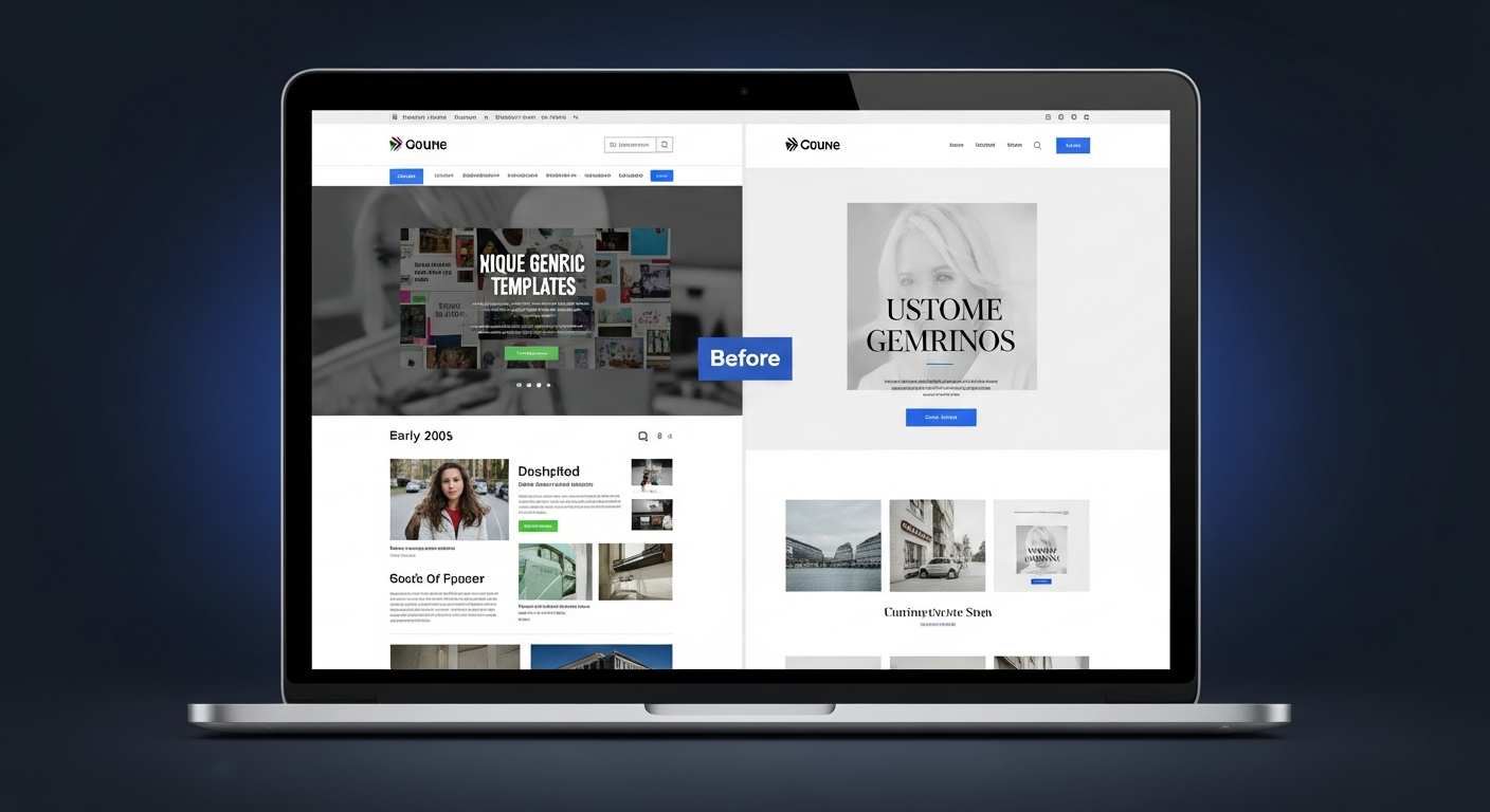 Comparison of generic template website versus custom-designed website for Moncton businesses