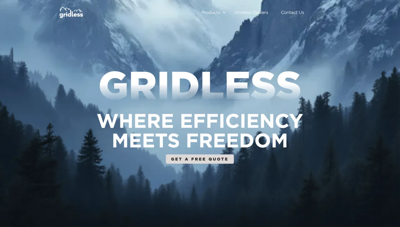 Gridless sustainable energy website - custom desktop design by GrowLocal Labs
