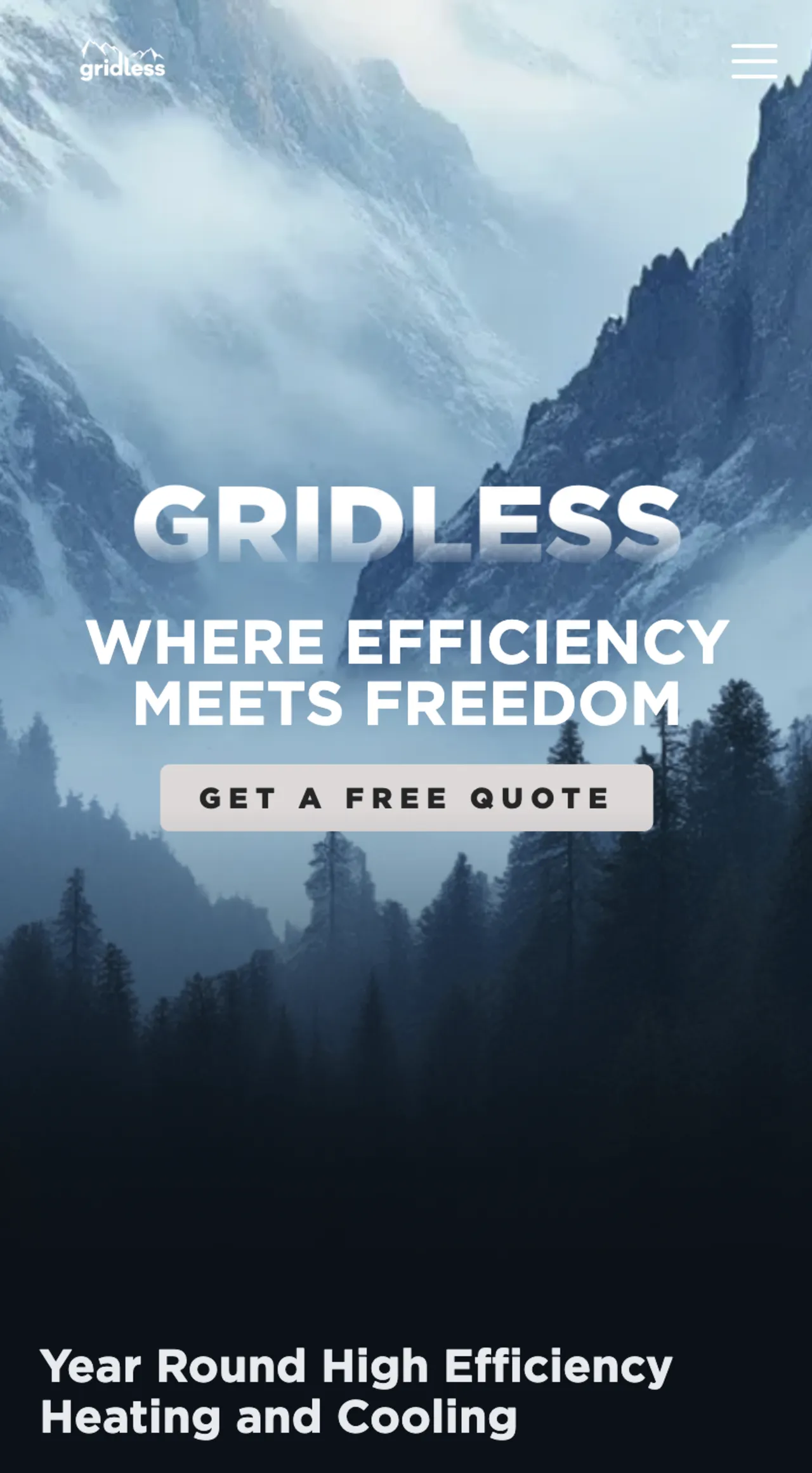 Gridless Energy website displayed on a mobile phone